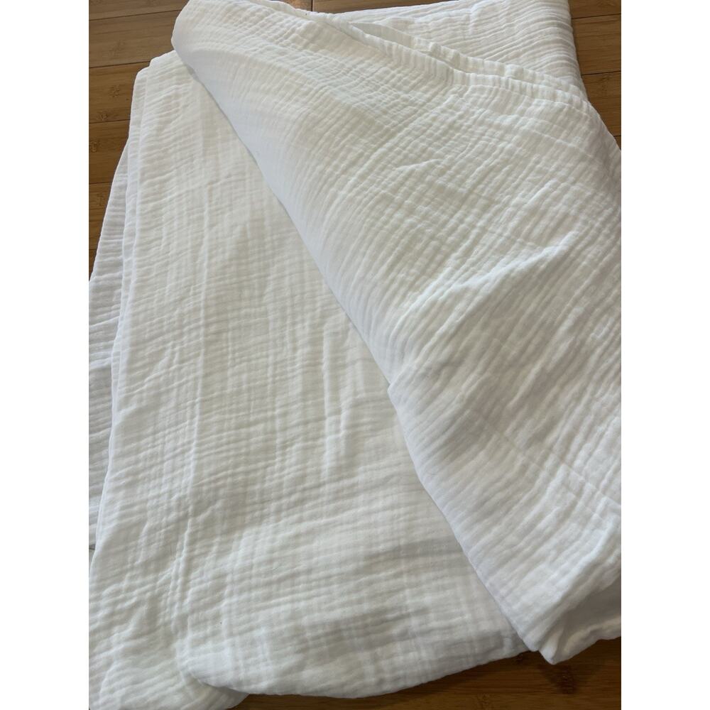 Fine Linens King Coverlet Blanket White 100% Cotton 104 x 94" Thin Breathable